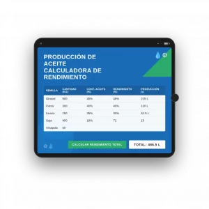 Calculadora de Rendimiento de Aceite – Programa de cálculo para girasol, colza y linaza | Kambas OleoPress